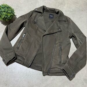 Liverpool Olive Army Green Moto Jacket Sz XS Stretch Asymmetric Fall Structured
